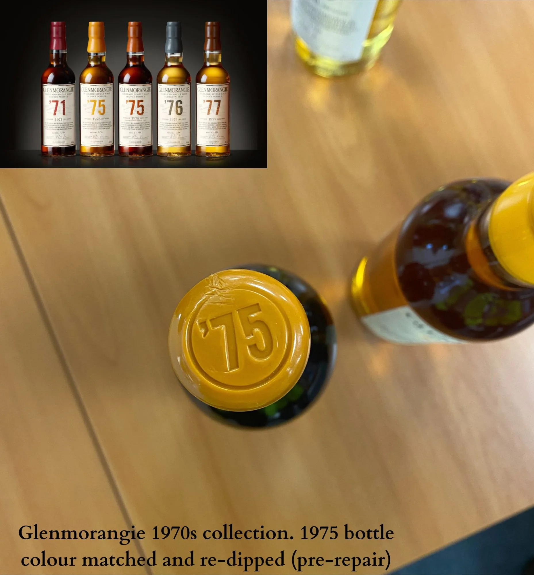Bottle sealing wax repairs and seal replacements