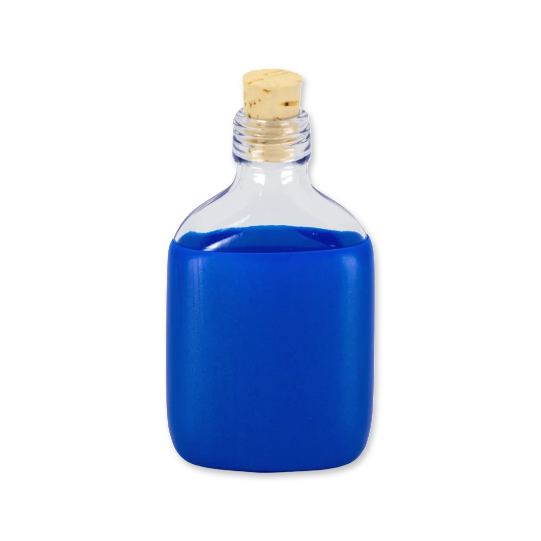 miniature bottle dipped in sealing wax - blue (pearlescent)
