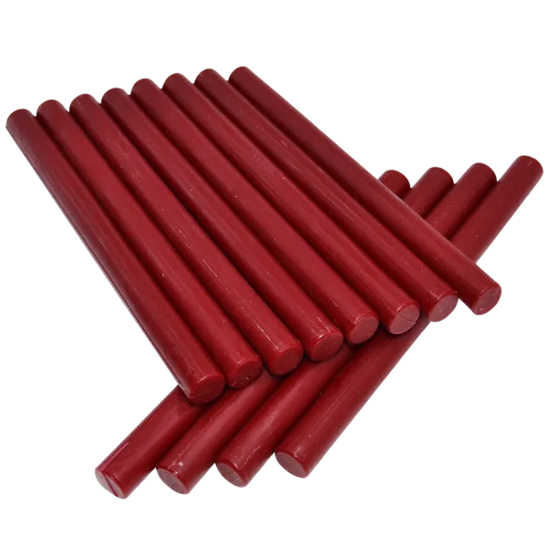 red sealing wax sticks used to create wax seals. intended for use in a glue gun